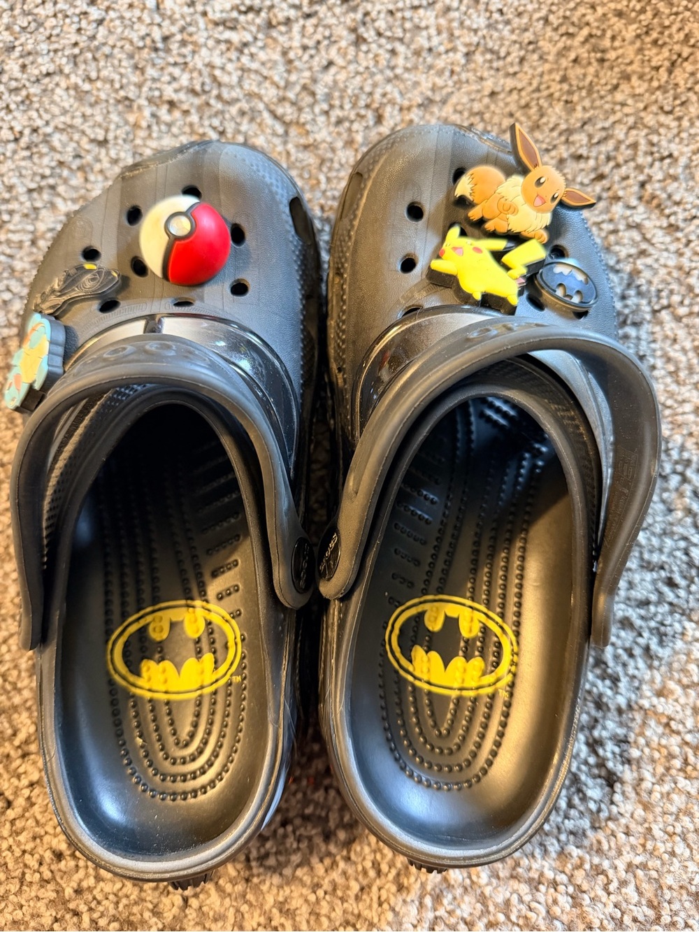 Batman Black Kids Clog Sandals with Colorful Character Charms